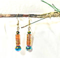 Mult-icolored Handpainted Murano Glass Drop Earrings with Gold Accents