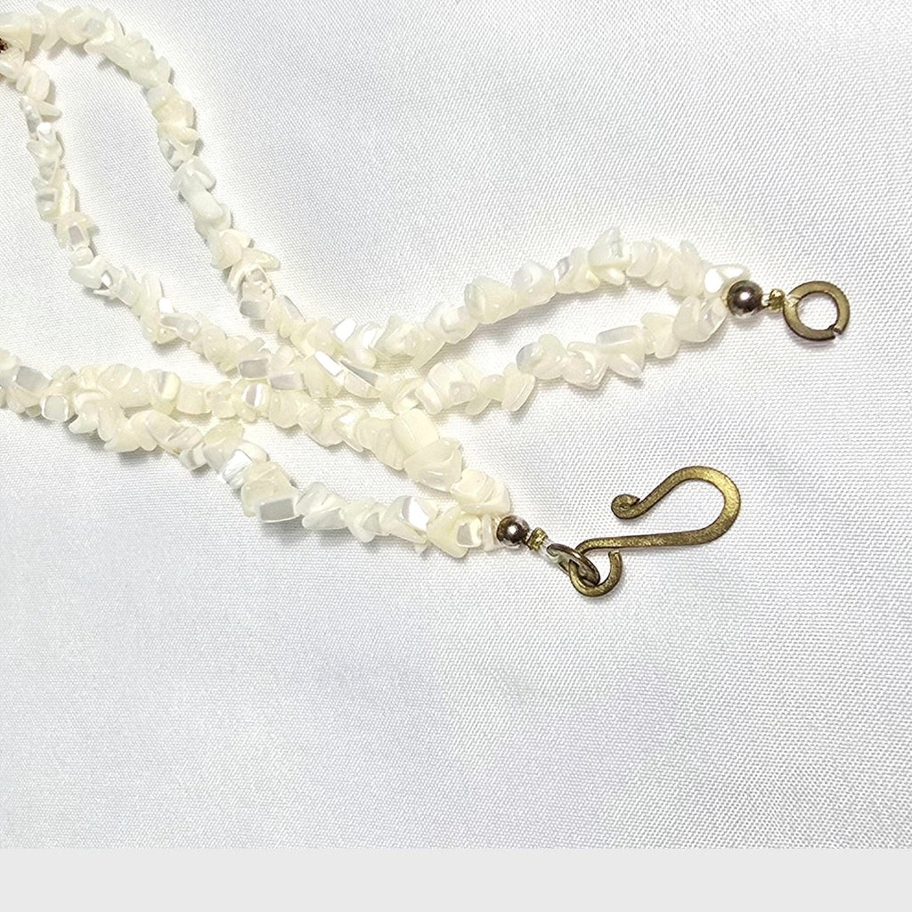Natural Mother of Pearl Shell Boho Beachy Classic Statement Unique One of A Kind Chunky Necklace