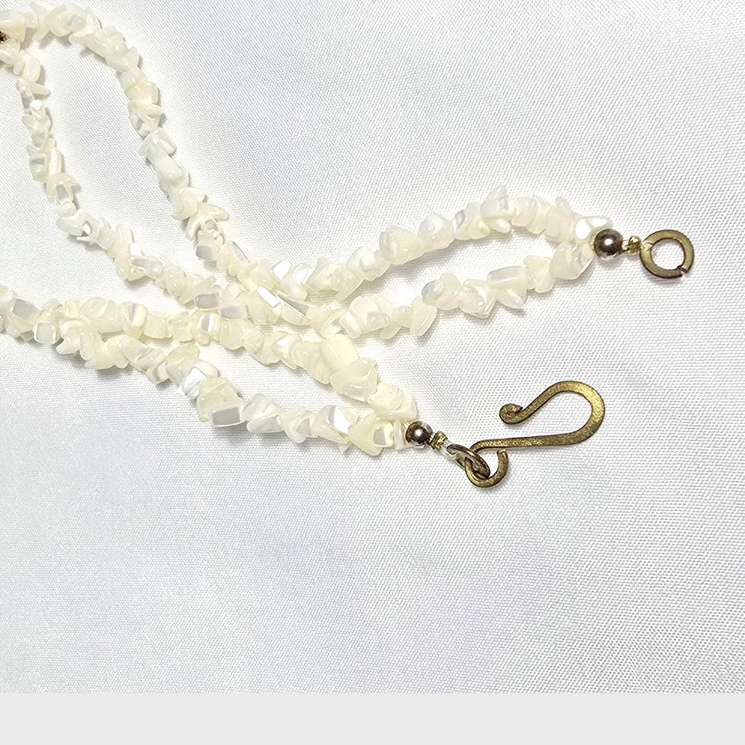 Natural Mother of Pearl Shell Boho Beachy Classic Statement Unique One of A Kind Chunky Necklace