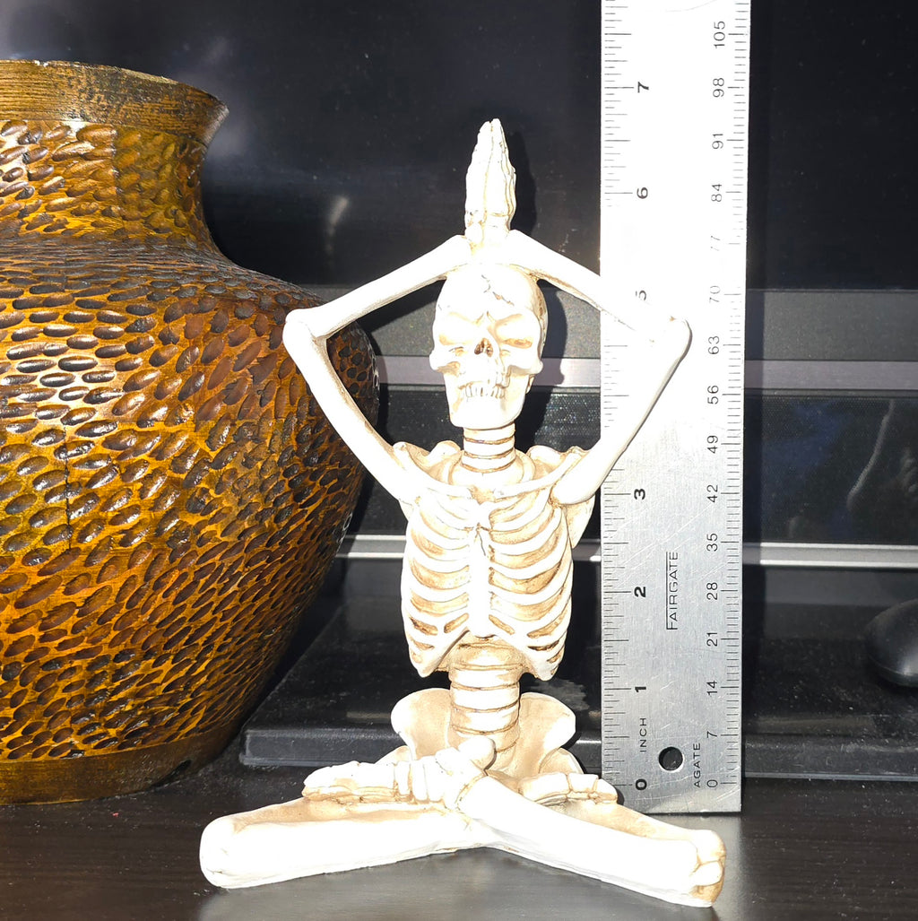 SUKHASANA YOGA SKELETON FIGURINE STATUE HALLOWEEN TABLE TOP DECOR