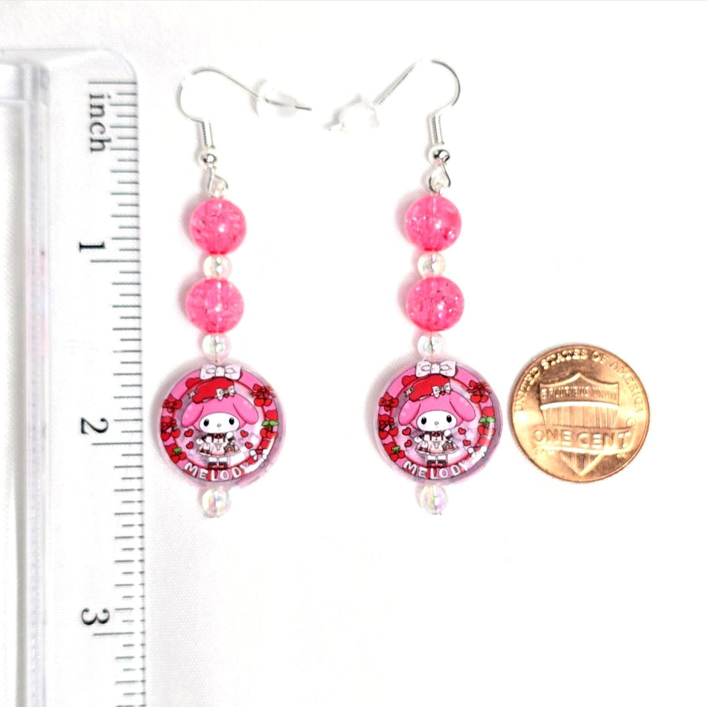 My Melody pink beaded dangling drop  earrings