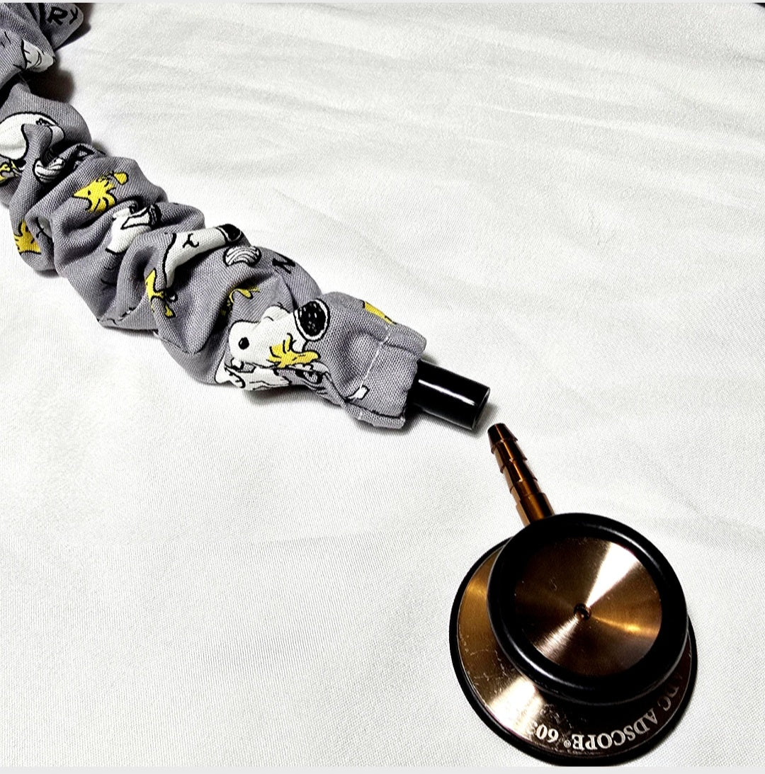 Handmade Gray Snoopy Peanuts Stethoscope Sleeve Cover- Cotton Accessory. Nurse's Doctor's RT'S gift