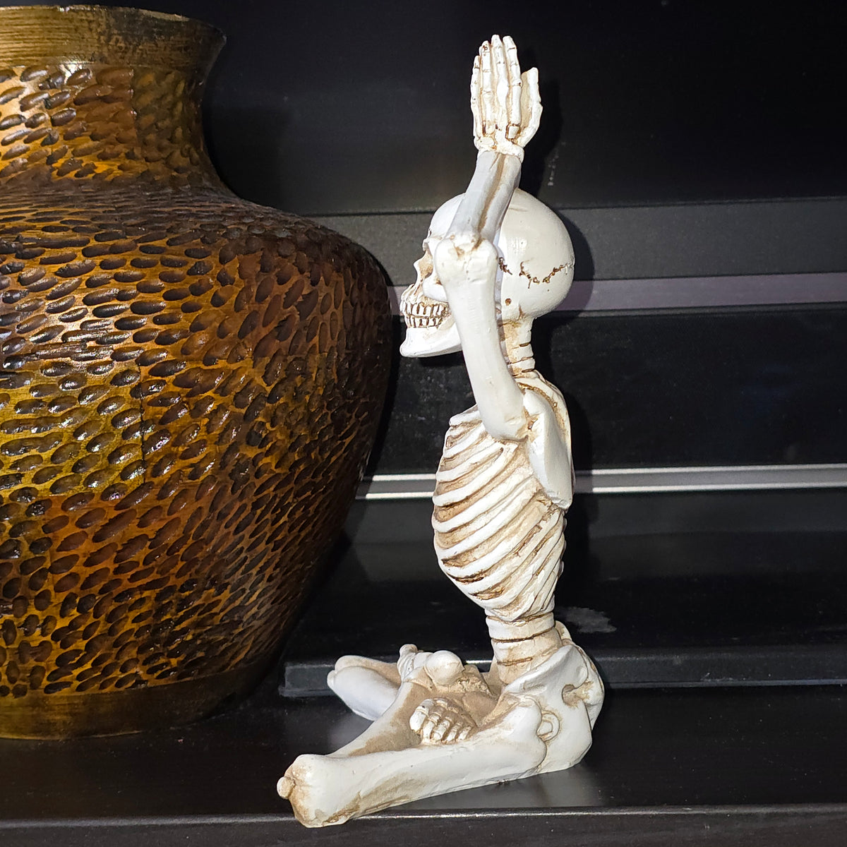 SUKHASANA YOGA SKELETON FIGURINE STATUE HALLOWEEN TABLE TOP DECOR
