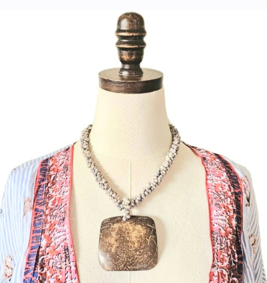Natural Earthy Boho Beach Classic Statement Unique One of A Kind Shell Necklace