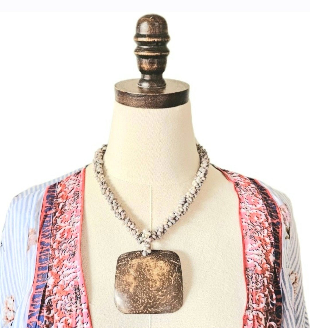 Natural Earthy Boho Beach Classic Statement Unique One of A Kind Shell Necklace