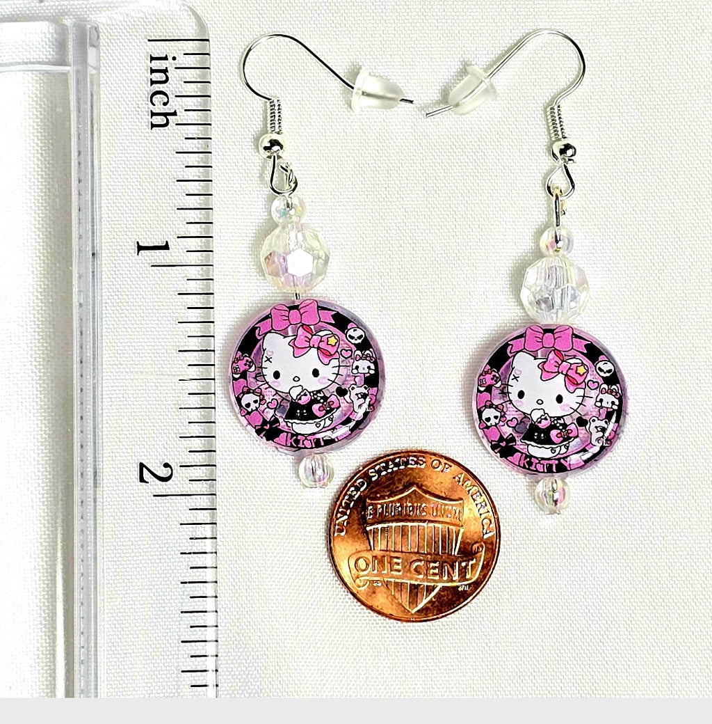 Hello Kitty pink beaded dangling drop  earrings