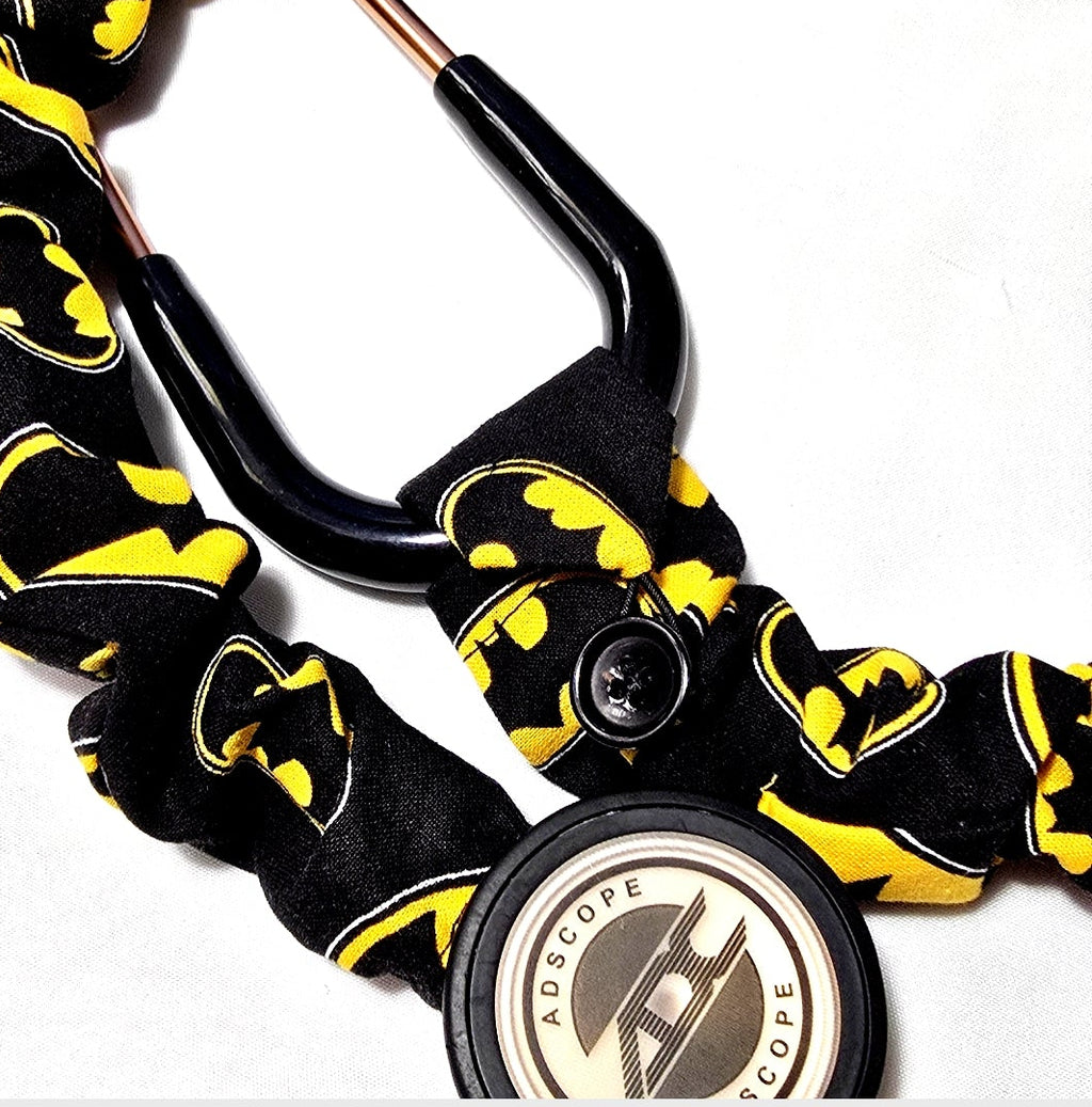 Handmade Black Batman Superhero Stethoscope Sleeve: Colorful Washable Cotton Cover