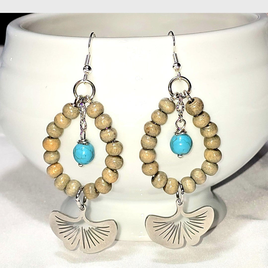 Bohemian Botanical Earthy Beaded Hoop Earrings