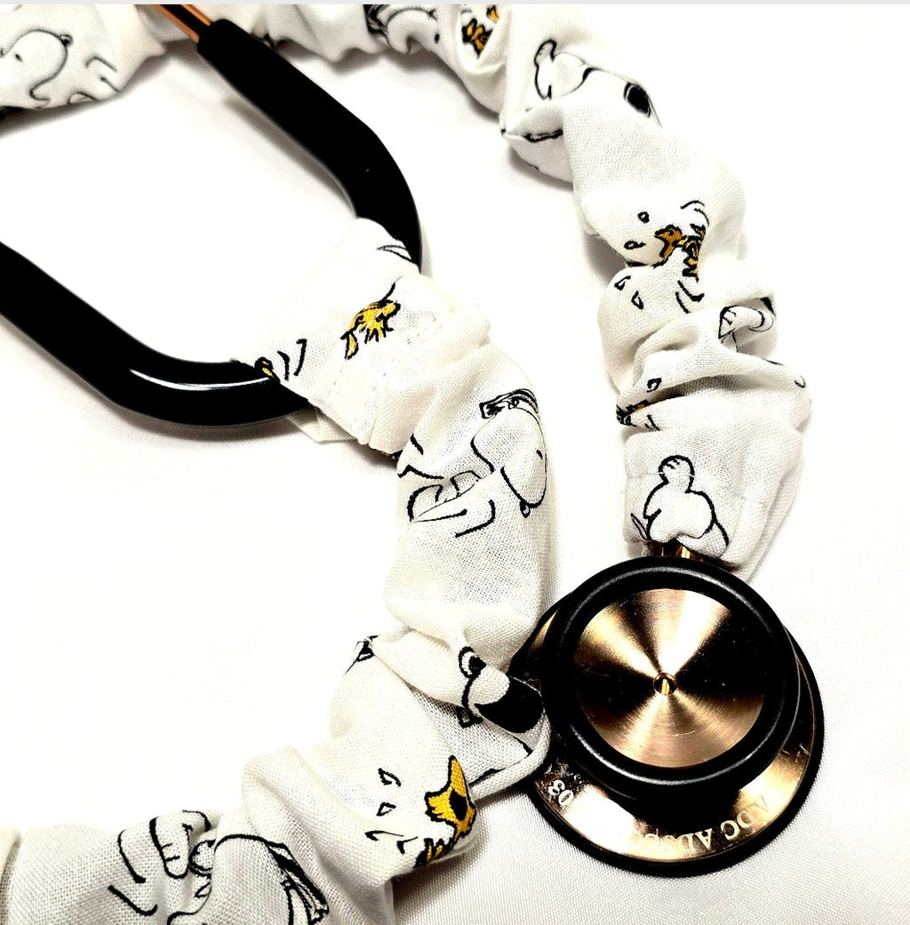 Handmade White Snoopy Peanuts Stethoscope Sleeve Cover - Cotton Accessory. Nurse's Doctor's RT'S gift