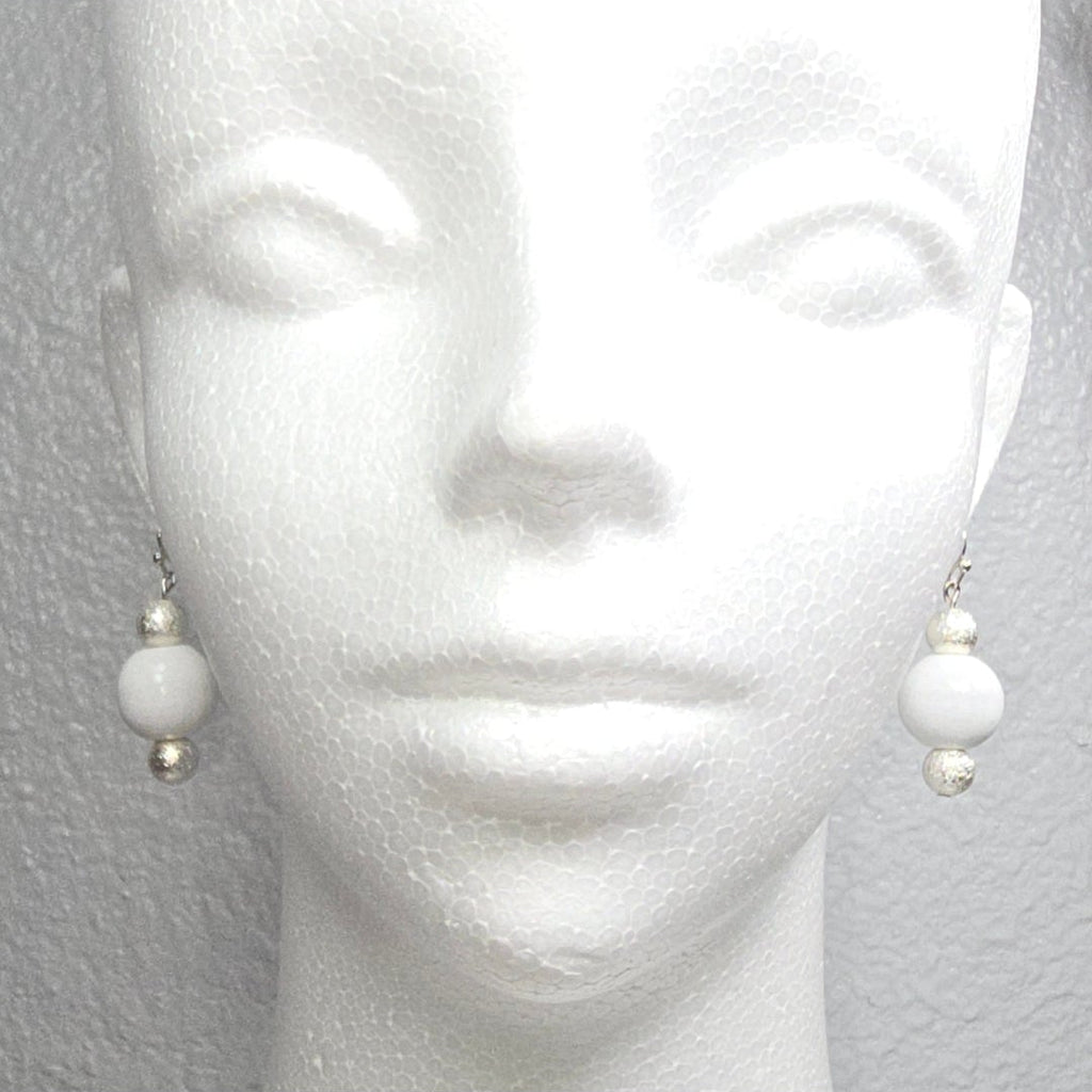 Handmade Navy Blue Wood Drop Dangling Bohemian Artistic Neutral Minimalist Earrings
