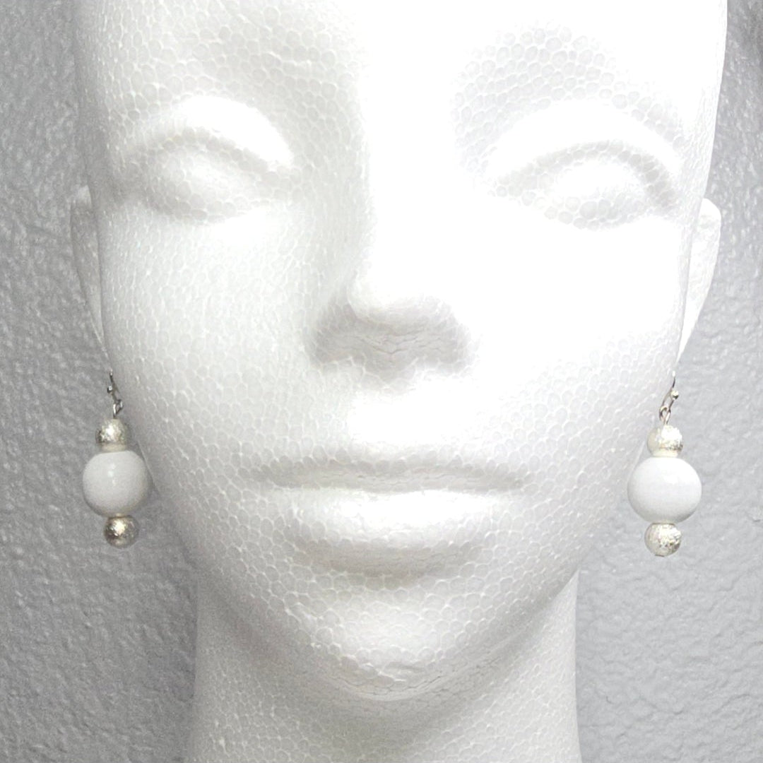 Handmade Navy Blue Wood Drop Dangling Bohemian Artistic Neutral Minimalist Earrings