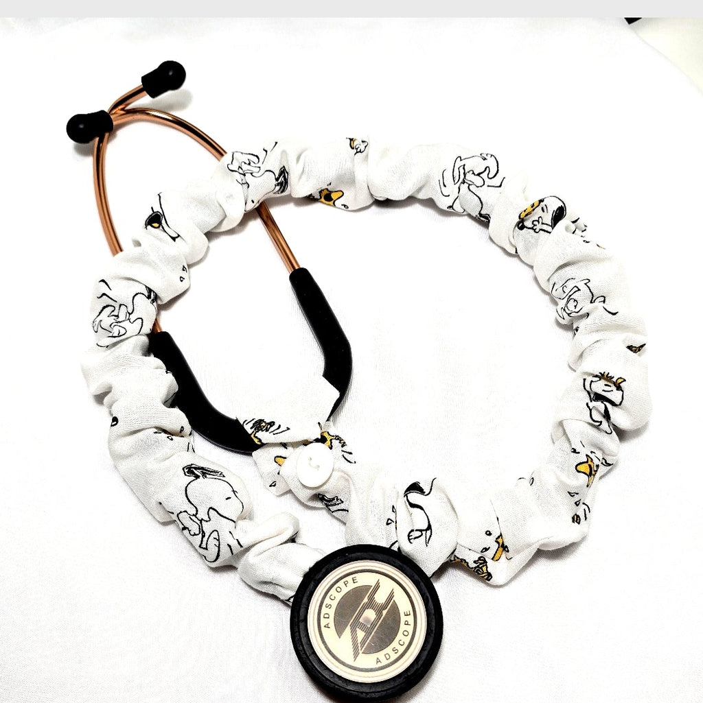 Handmade White Snoopy Peanuts Stethoscope Sleeve Cover - Cotton Accessory. Nurse's Doctor's RT'S gift