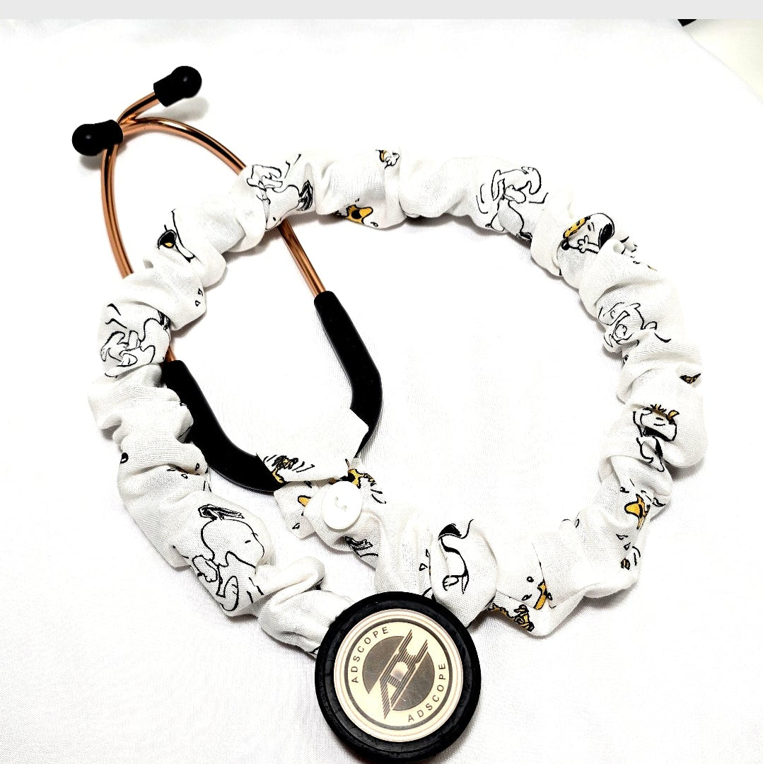Handmade White Snoopy Peanuts Stethoscope Sleeve Cover - Cotton Accessory. Nurse's Doctor's RT'S gift