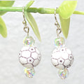 Soccer Ball Acrylic Beaded Sporty Fashion Dangling Drop Earrings. Soccer player, fan, cheerleaders, mom