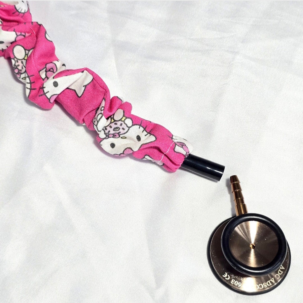 Handmade Pink Cotton Hello Kitty Washable Stethoscope Sleeve Cover. Doctor's,  RT's,  Nurse's Gift