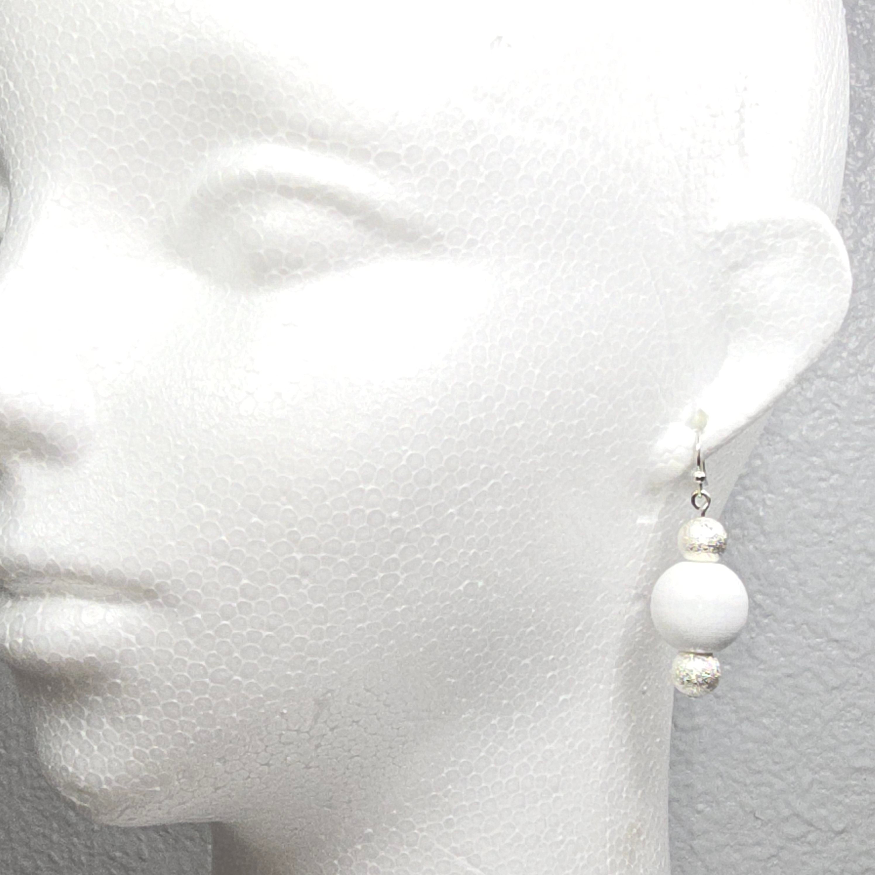 Handmade Navy Blue Wood Drop Dangling Bohemian Artistic Neutral Minimalist Earrings