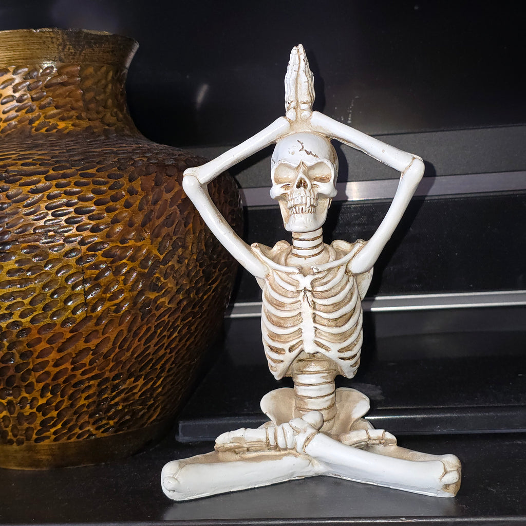 SUKHASANA YOGA SKELETON FIGURINE STATUE HALLOWEEN TABLE TOP DECOR