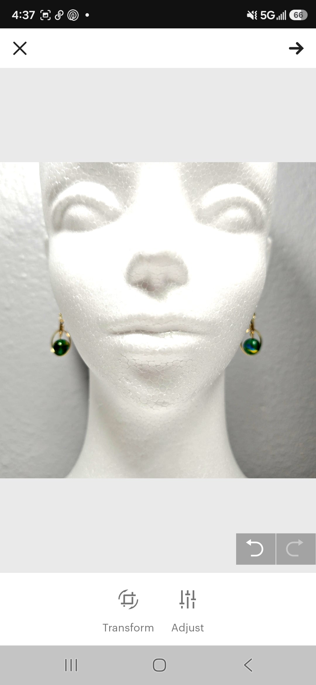 Handpainted Green Murano Glass Gold Hoop Drop Dangling Bohemian Artistic Earrings
