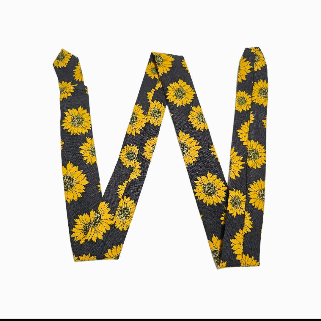 Sunflower Print Stethoscope Cover Scrunchie - Black & Yellow