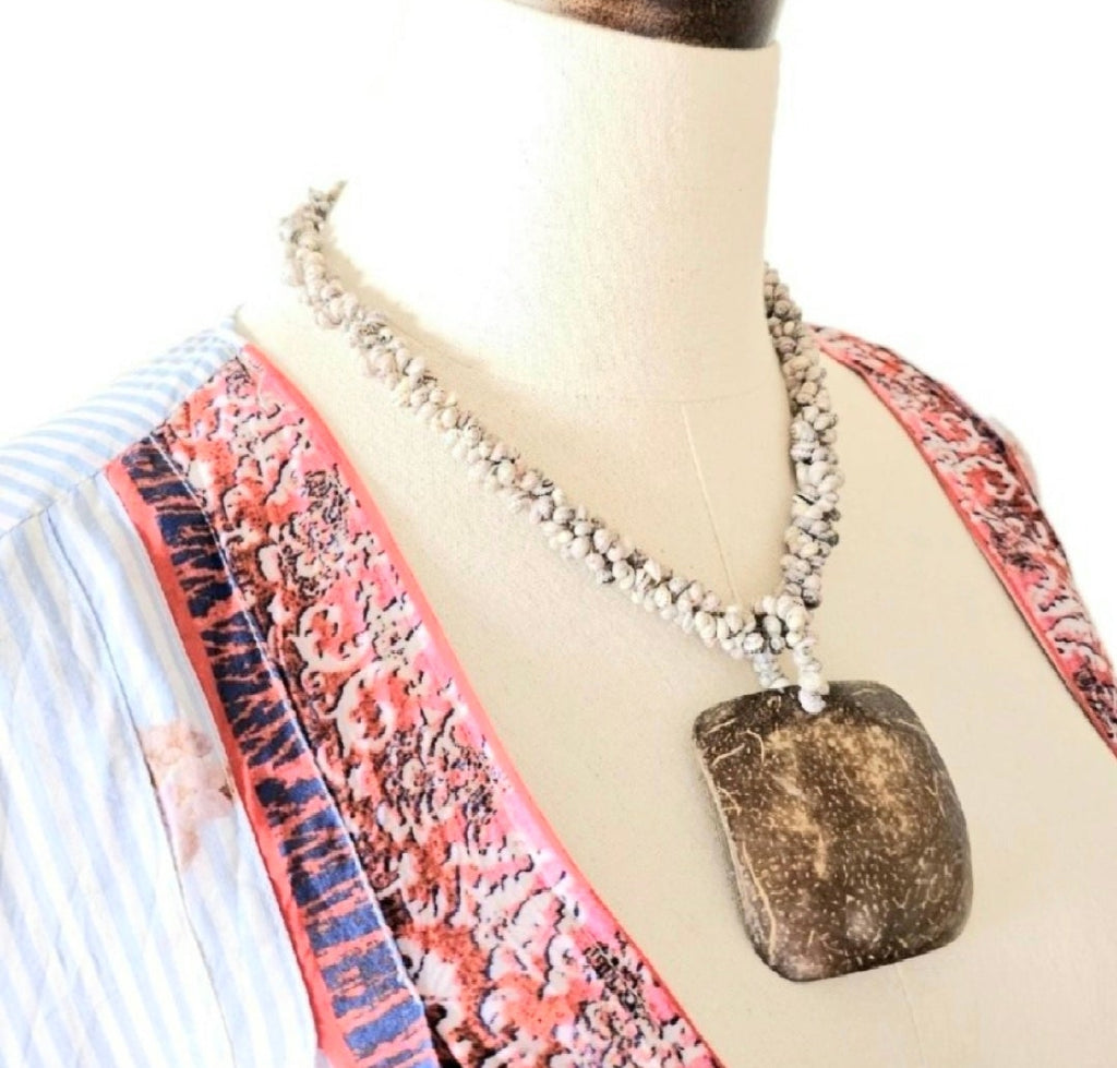 Natural Earthy Boho Beach Classic Statement Unique One of A Kind Shell Necklace