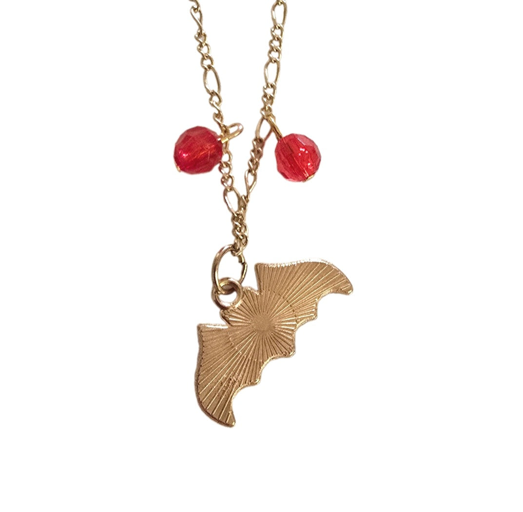 Handmade Enamel Bat Halloween Spooky Necklace