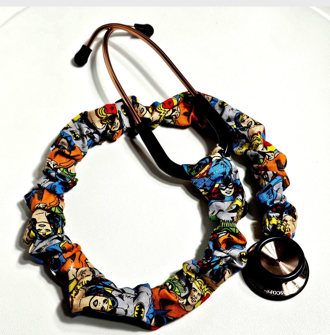 Handmade Marvel Comic Superhero Fan Stethoscope Sleeve Cover : Colorful Washable Cotton and Protective