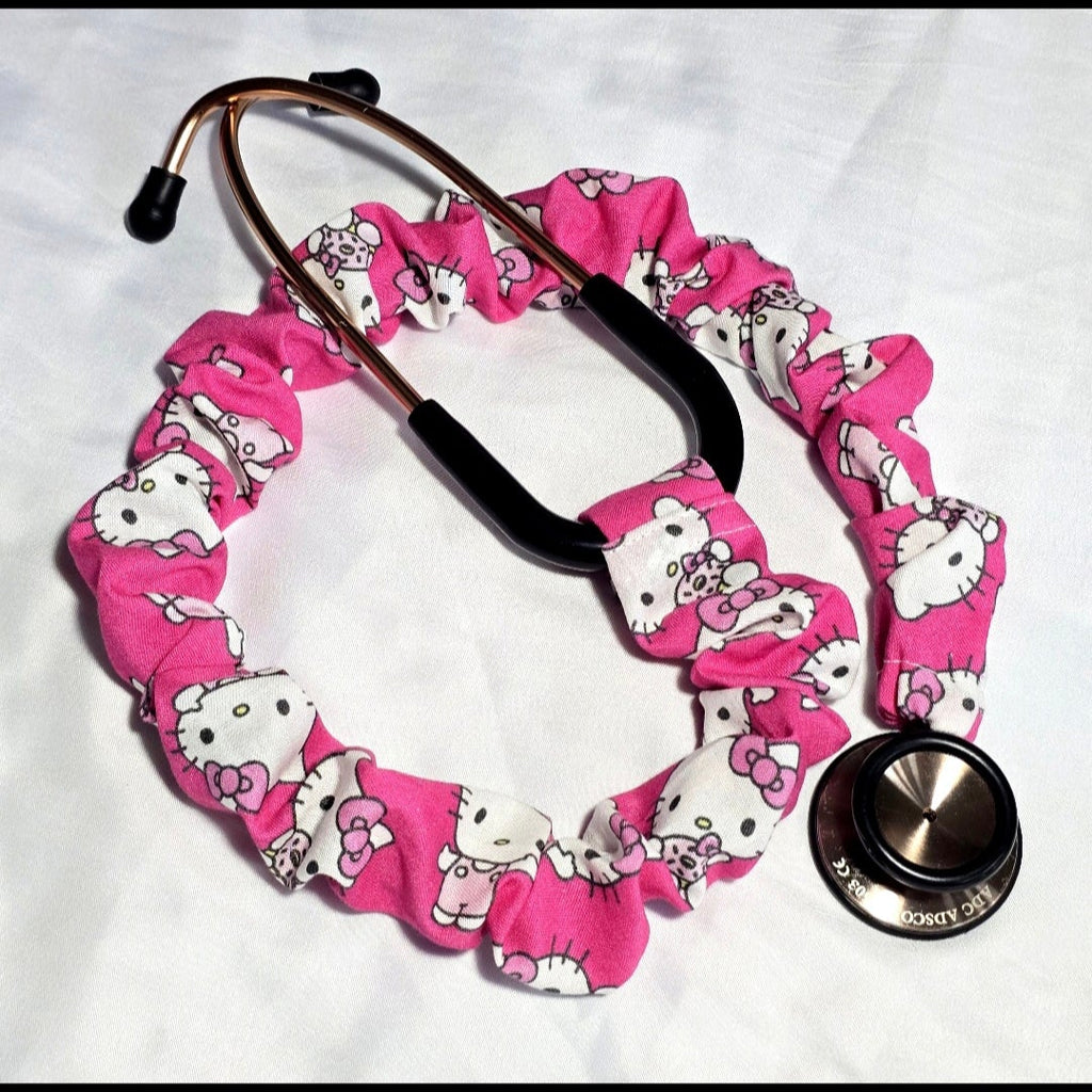 Handmade Red Cotton Hello Kitty Washable Stethoscope Sleeve Cover. Nurse's , Doctor's,  Rat's Gift Idea