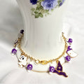 Fun Purple Ghost and Reaper Charm Beaded Bracelet: Halloween Aesthetic