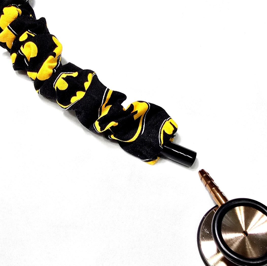 Handmade Black Batman Superhero Stethoscope Sleeve: Colorful Washable Cotton Cover