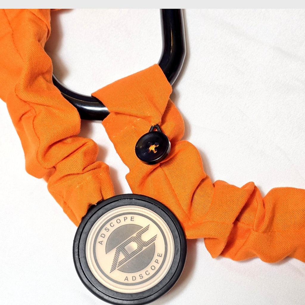 Handmade Vibrant Orange Cotton Stethoscope Cover – Washable Protective Sleeve for Nurses, Doctors & Nursing Students