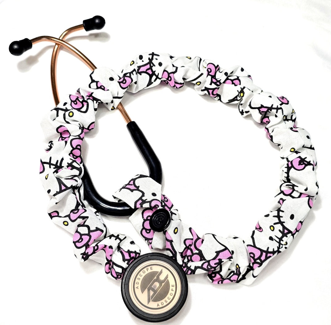 Handmade Cotton Hello Kitty  Washable Stethoscope Sleeve Cover. Doctor's,  RT's,  Nurse's Gift