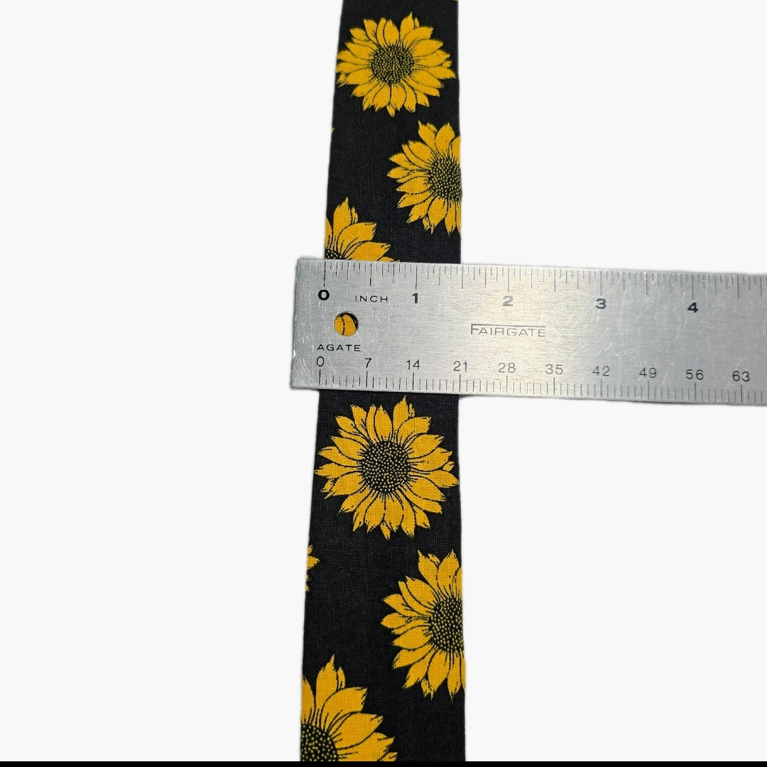 Sunflower Print Stethoscope Cover Scrunchie - Black & Yellow