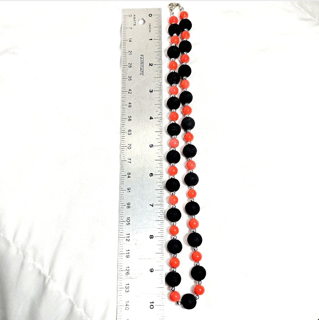 Black Opaque and orange glass beaded Retro Y2K Necklace