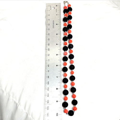 Black Opaque and orange glass beaded Retro Y2K Necklace