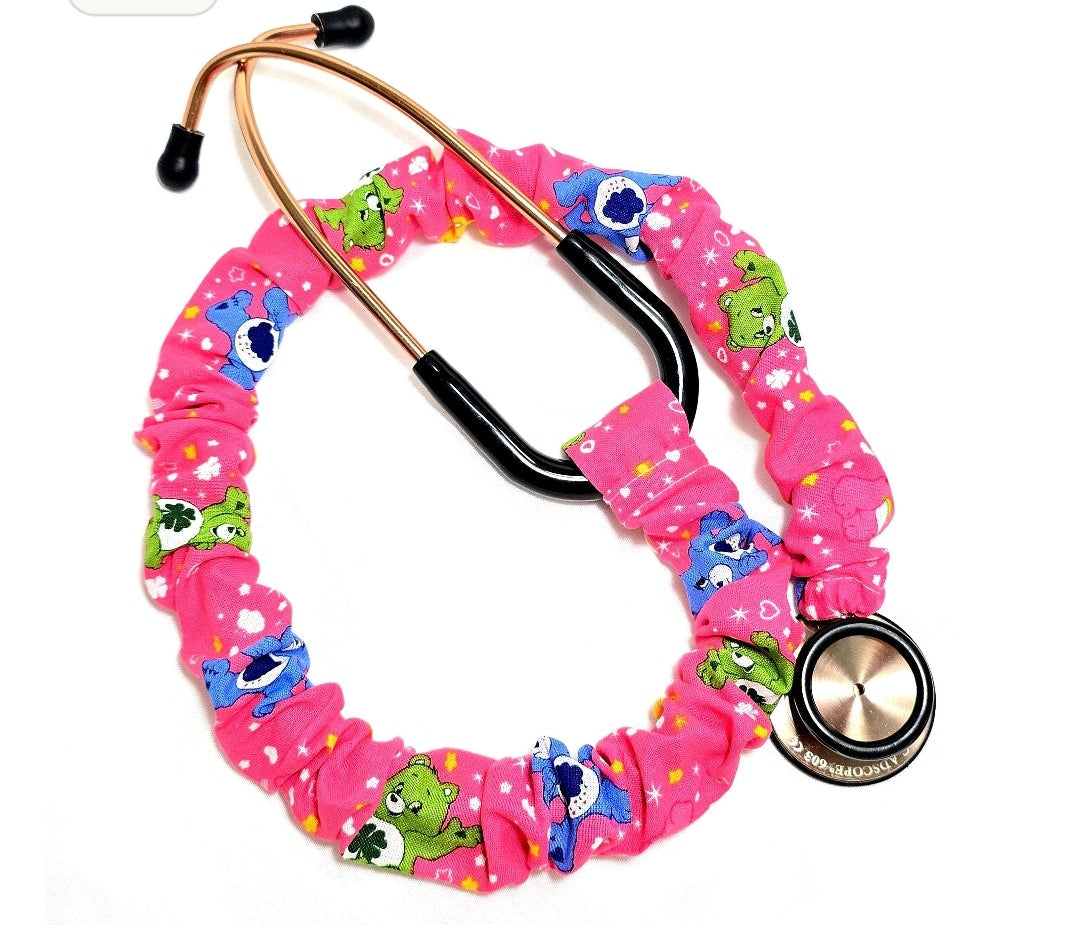 Handmade Vibrant Pink Care Bear Stethoscope Cover - Cotton Accessory