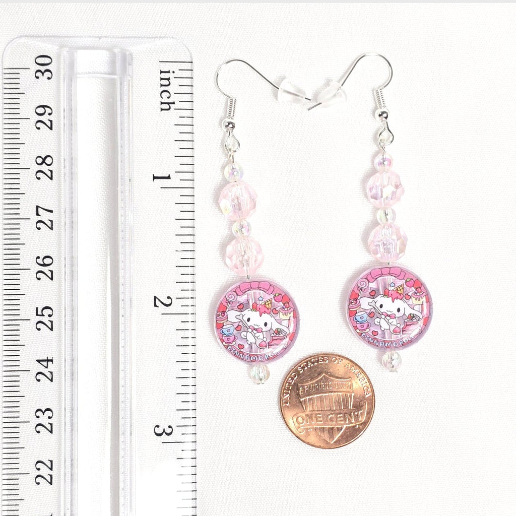Cinnamoroll pink beaded dangling drop  earrings