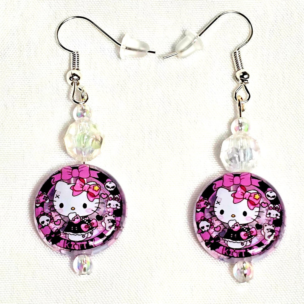Hello Kitty pink beaded dangling drop  earrings