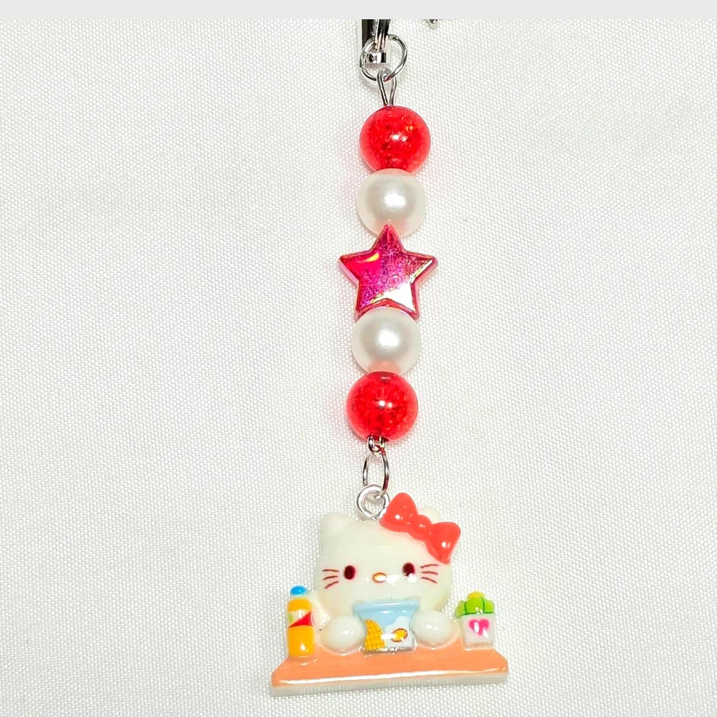 Whimsical Kawaii Hello Kitty Resin Pastel Cute Girly Giftable Keychain or Phone Bag Charm