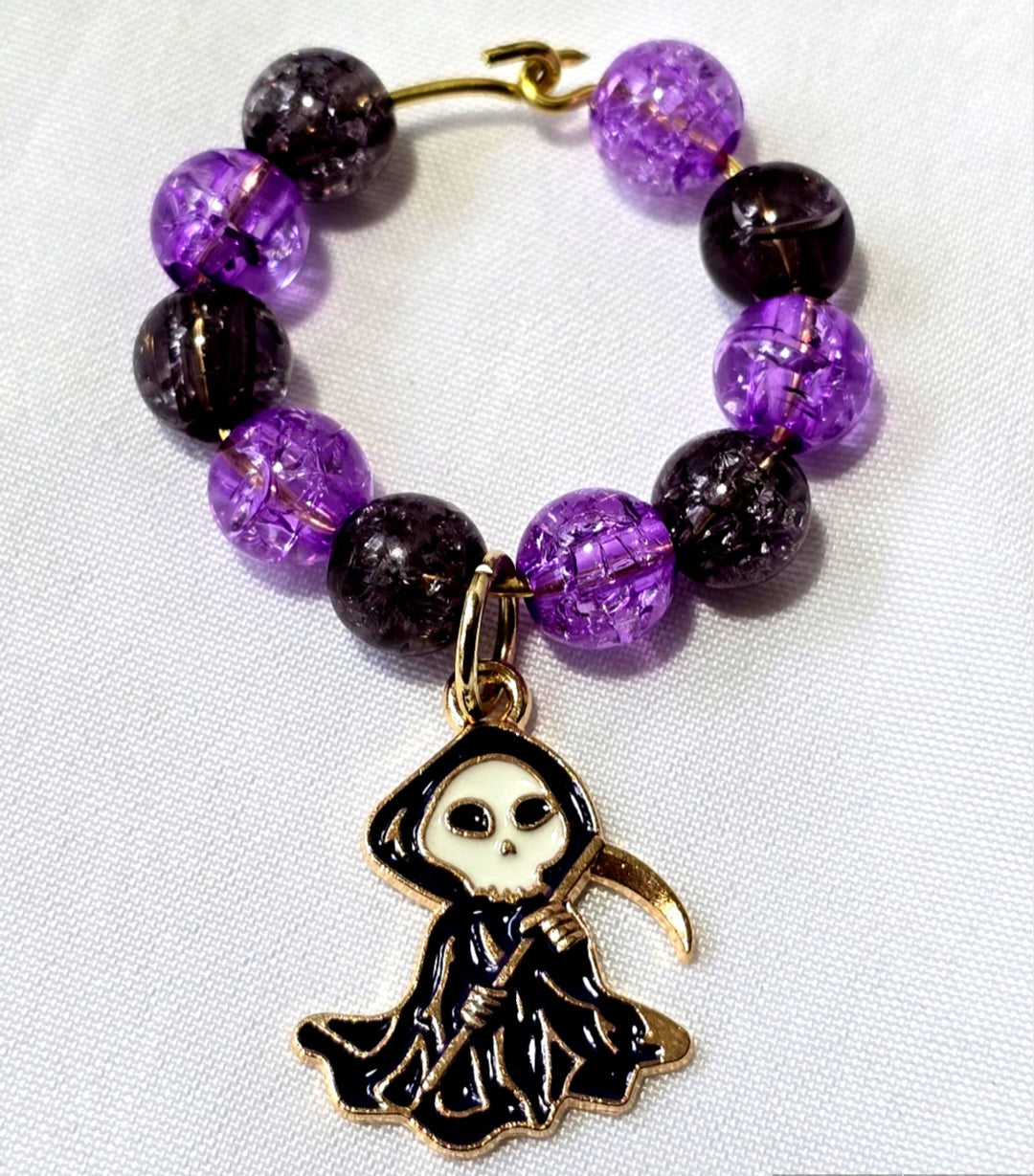 Set of 8 Colorful Halloween-themed Beaded Wine Glass Charms: Halloween Party Decor