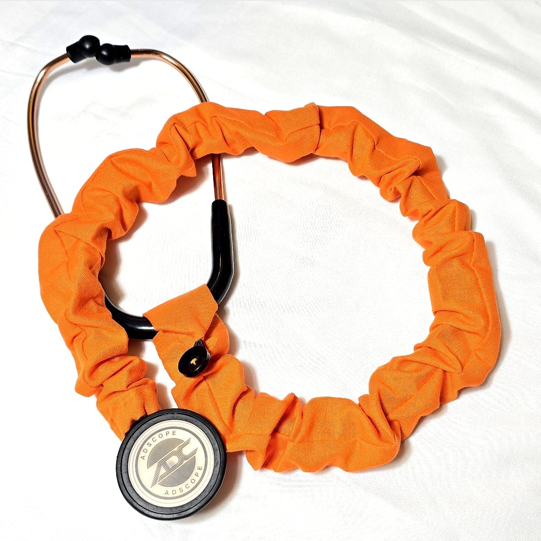 Handmade Vibrant Orange Cotton Stethoscope Cover – Washable Protective Sleeve for Nurses, Doctors & Nursing Students