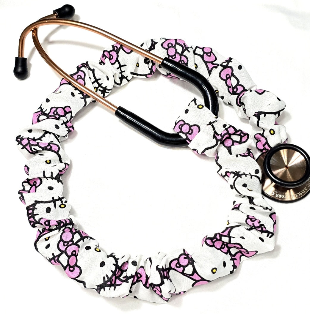 Handmade Cotton Hello Kitty  Washable Stethoscope Sleeve Cover. Doctor's,  RT's,  Nurse's Gift