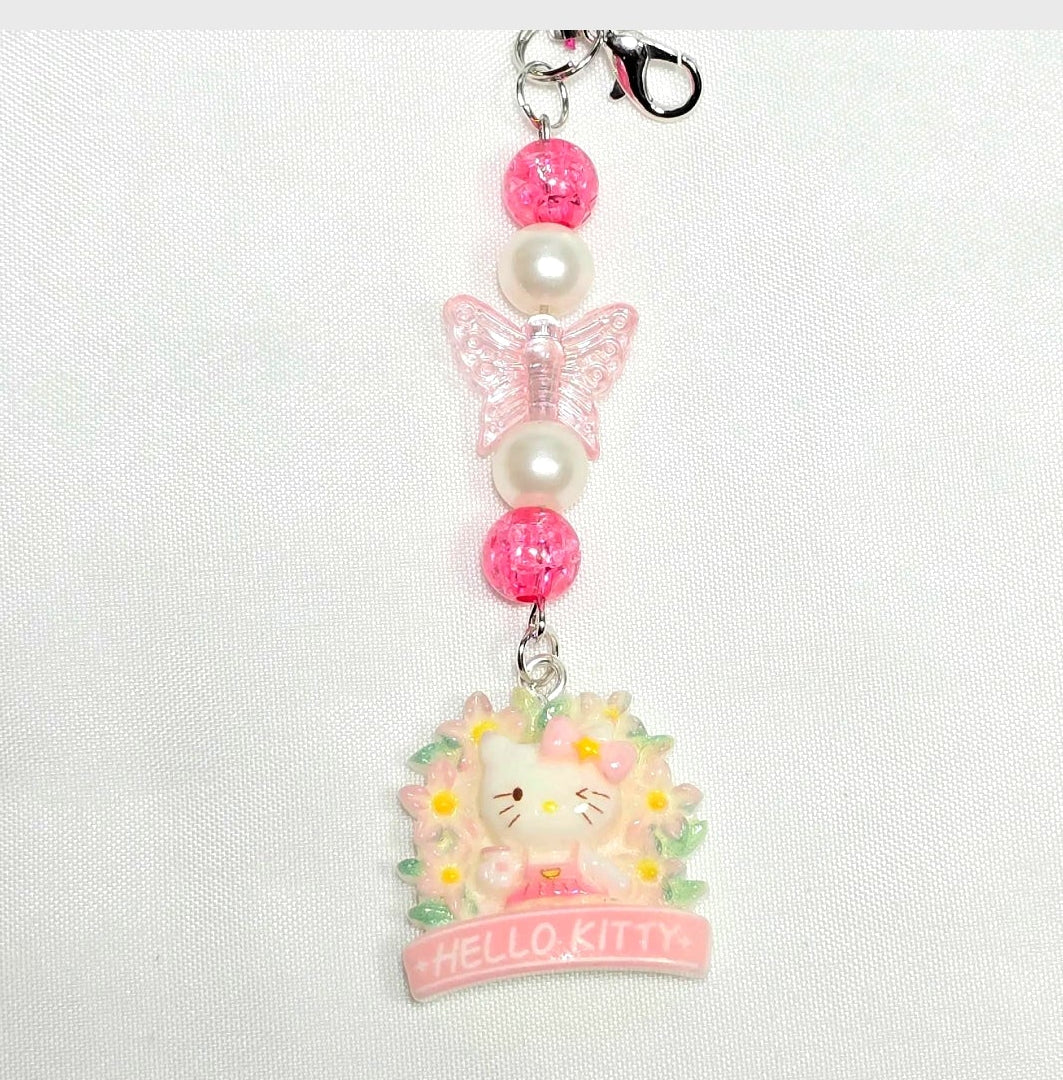 Whimsical Kawaii Hello Kitty Resin Pastel Cute Girly Giftable Keychain or Phone Bag Charm