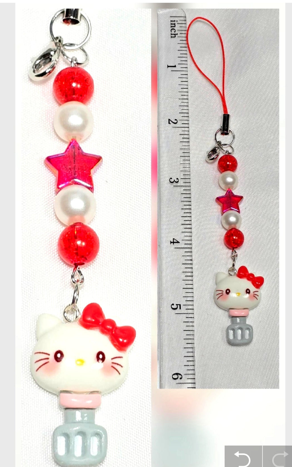 Whimsical Kawaii Hello Kitty Resin Pastel Cute Girly Giftable Keychain or Phone Bag Charm