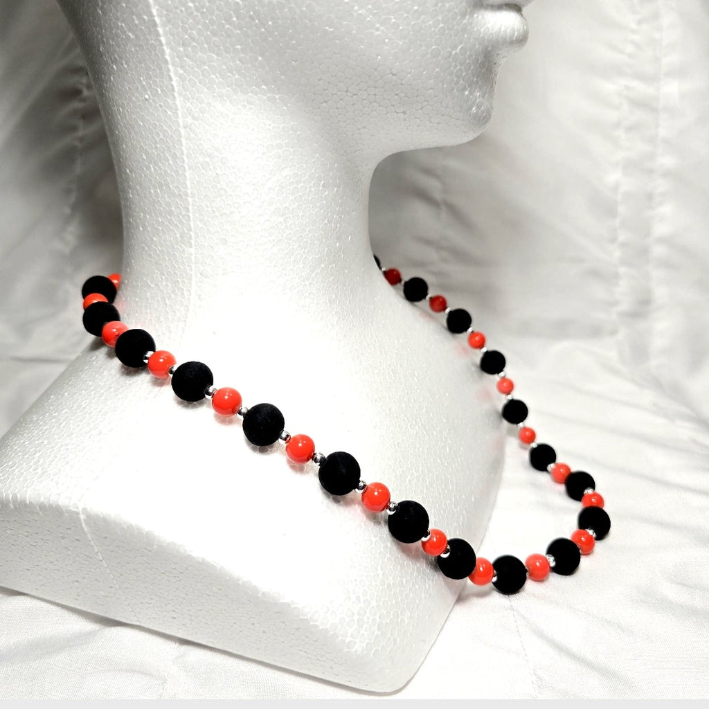 Black Opaque and orange glass beaded Retro Y2K Necklace