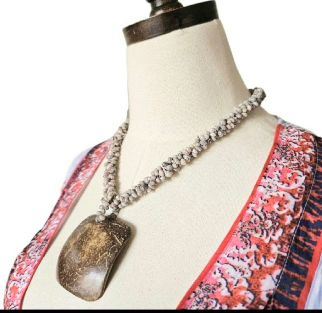 Natural Earthy Boho Beach Classic Statement Unique One of A Kind Shell Necklace