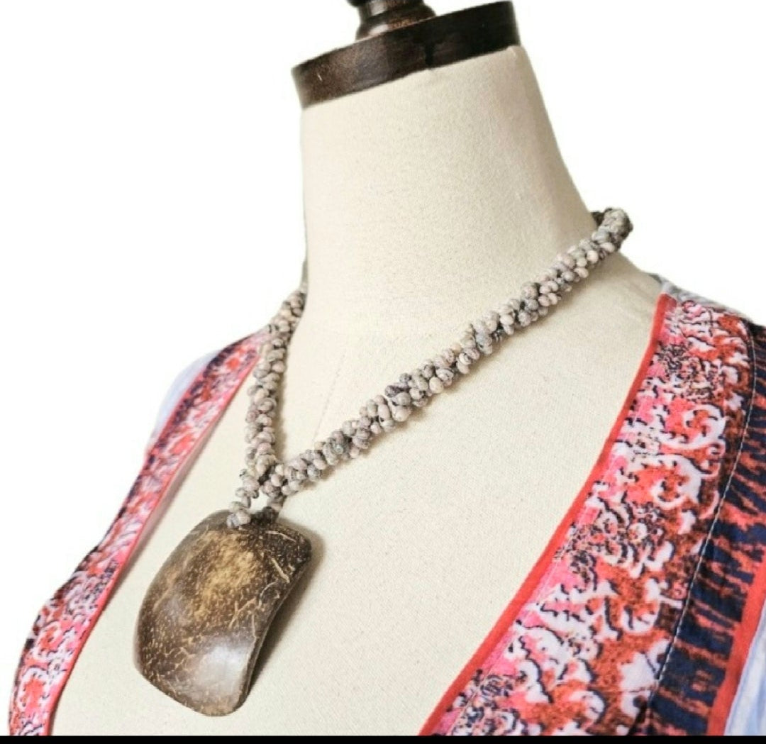 Natural Earthy Boho Beach Classic Statement Unique One of A Kind Shell Necklace