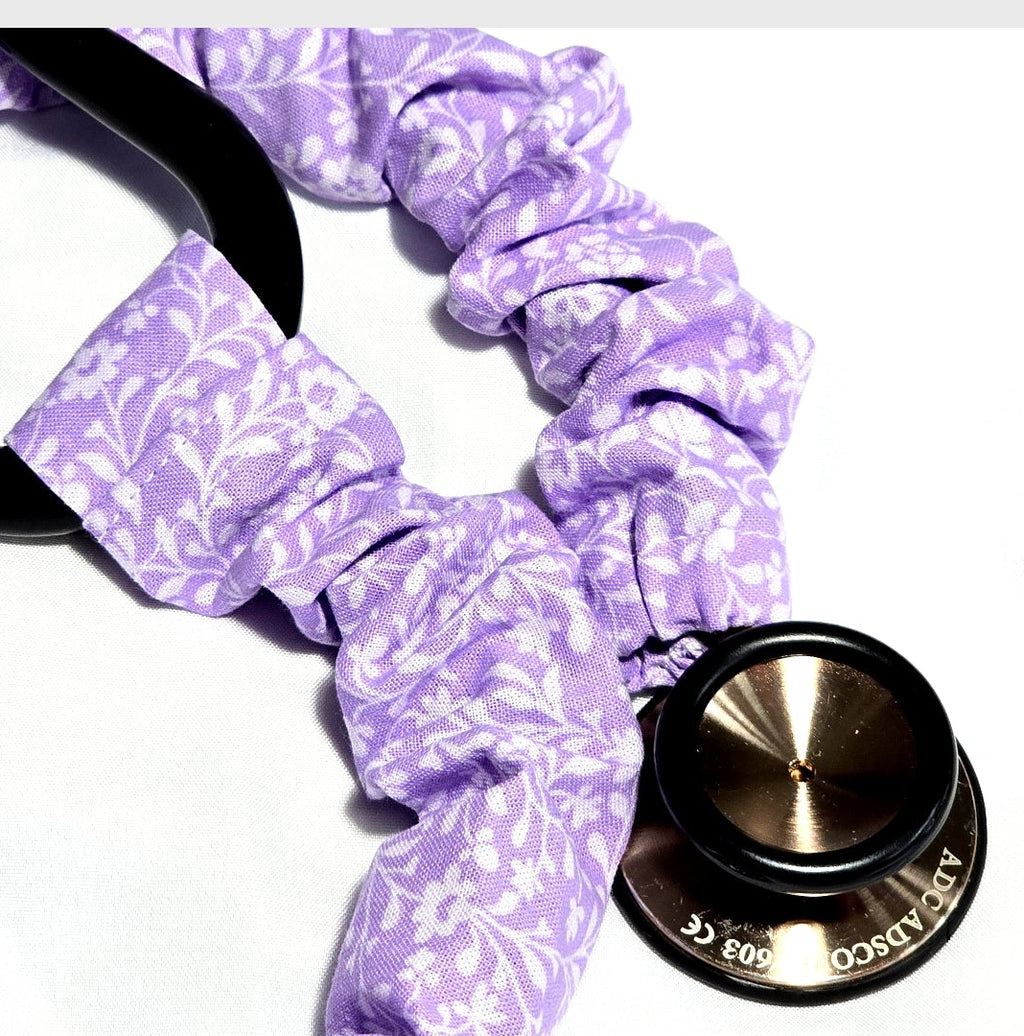 Handmade Purple Lavander Floral  Stethoscope Sleeve: Cotton Cover
