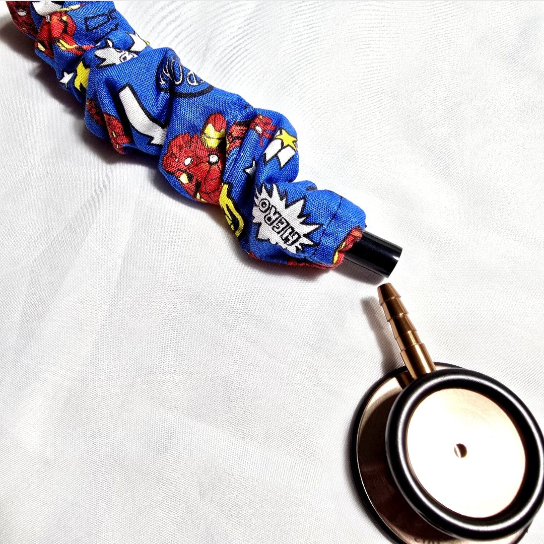Handmade Blue Iron Man Superhero Stethoscope Cover: Fun Colorful Washable Cotton Unisex. Affirdable Gift Idea for Nurses, Doctors and RTs