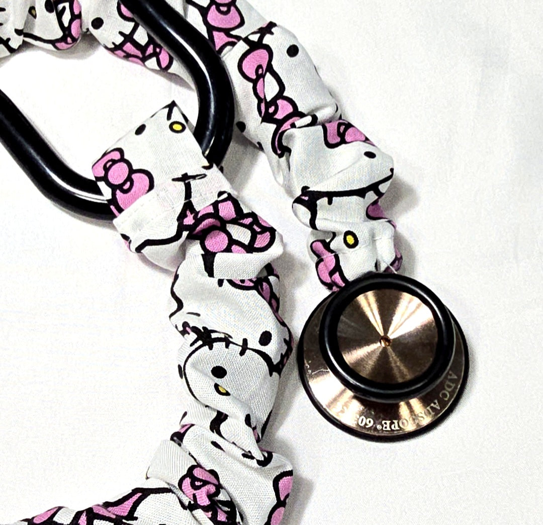 Handmade Cotton Hello Kitty  Washable Stethoscope Sleeve Cover. Doctor's,  RT's,  Nurse's Gift