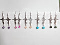 Nurse's Gift, Medical Professionals: Heartbeat EKG Pulse Dangling Earrings with Natural Stones.